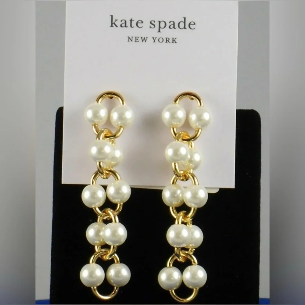 Kate Spade Authentic Vintage White Multi Nouveau Pearls Necklace & Earrings Set